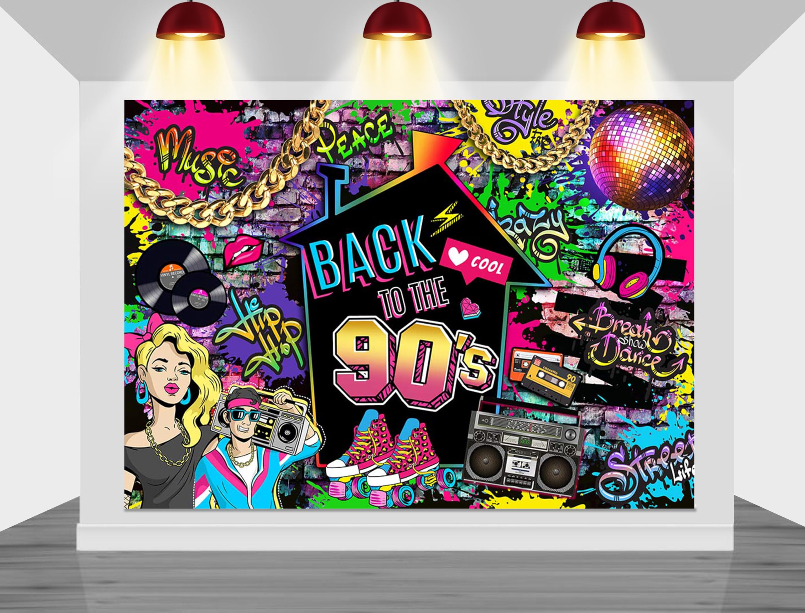Mocsicka Back to The 90s Backdrop 90s Retro Fashion Party