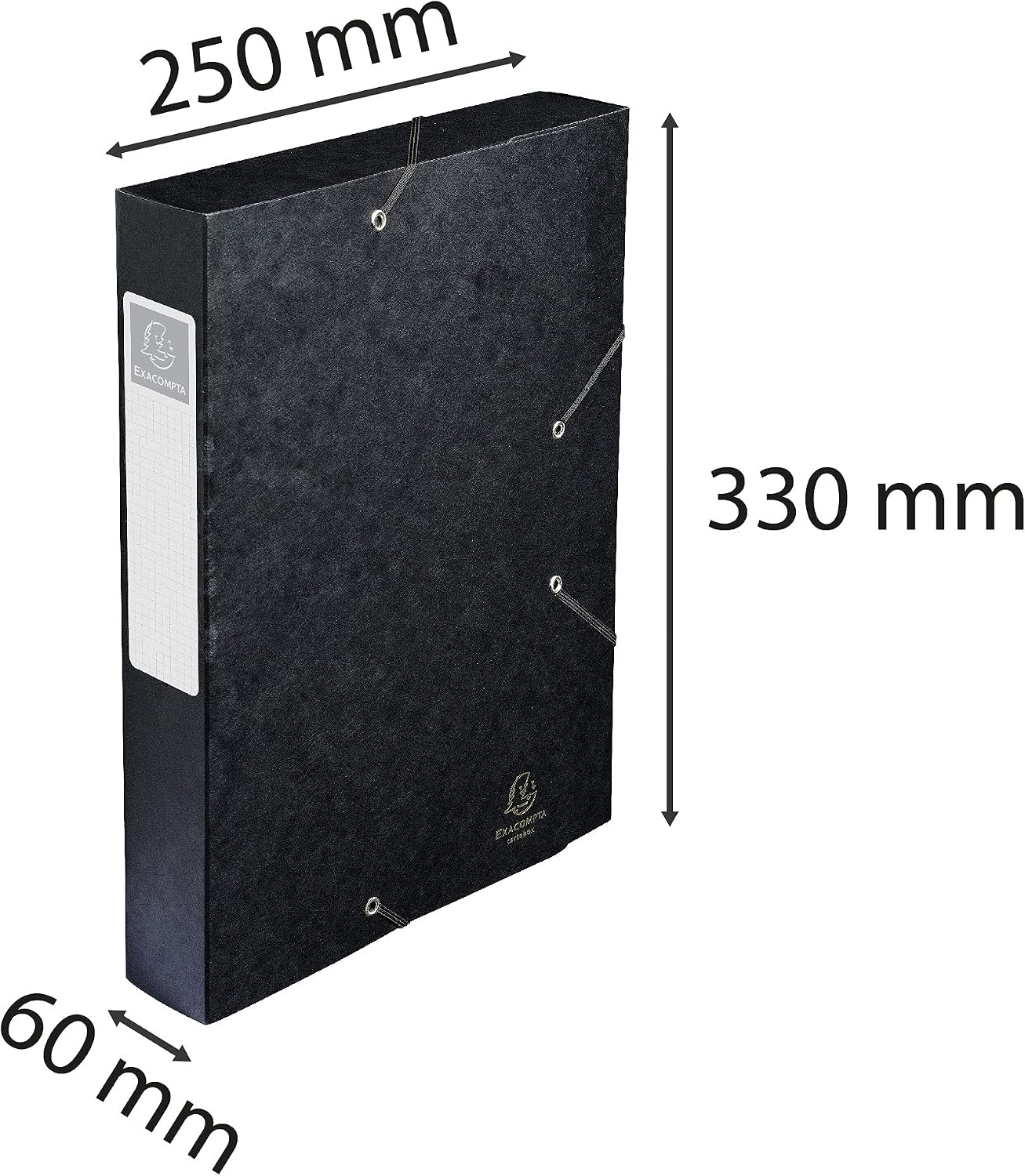 Exacompta - Ref. 16016H - Cartobox Glossy Card Filing Box, 60mm Spine, A4 - Black, Pack of 10