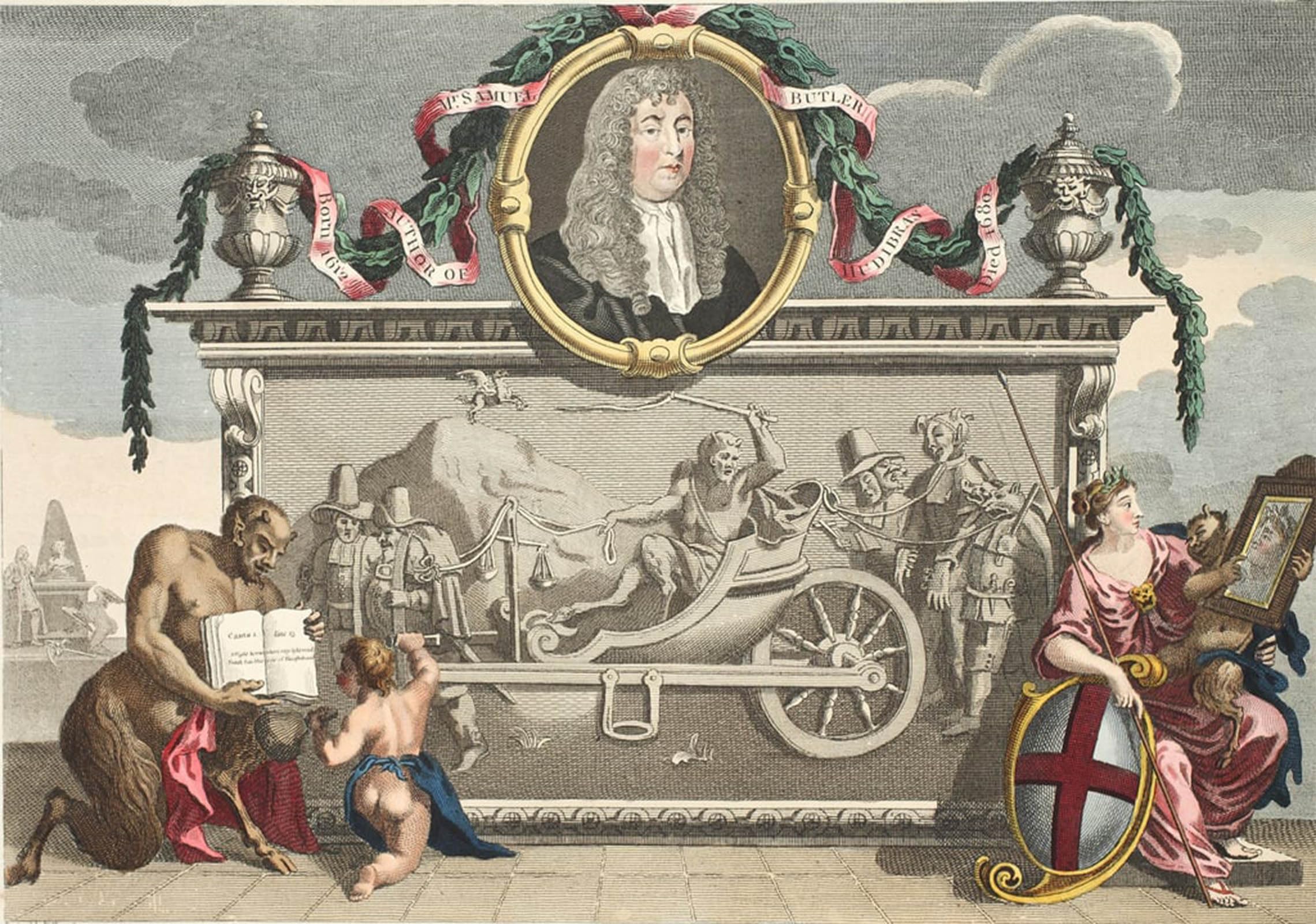 ARTXLXXBN Famous Art Print Poster Vintage Wall Art Frontispiece for hudibras Including a Portrait of Samuel Butler by William Hogarth Canvas Art Poster for Home Decor 60x90cm