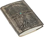 Leather Journal Papier doublé rechargeable Arbre de vie fait main Leather Journal / Cahier d'écriture Journal / Bloc-note quotidien pour les hommes & Femmes Moyennes, Plaque d'écriture pour Artiste, Sketch