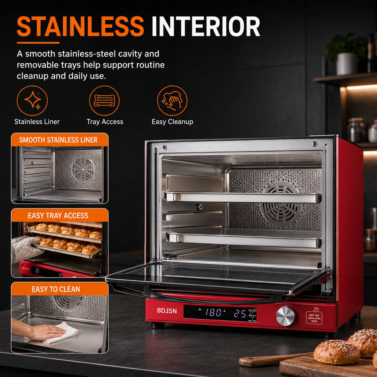 Four À Convection Professionnel 80 L, 10 Niveaux Pour Cuisson, Fermentation Et Séchage, Air Chaud À Double Ventilateur, 25–260 °c, Minuterie 999 Min, 2800 W, Pour Pain, Gâteaux, Pâtisseries