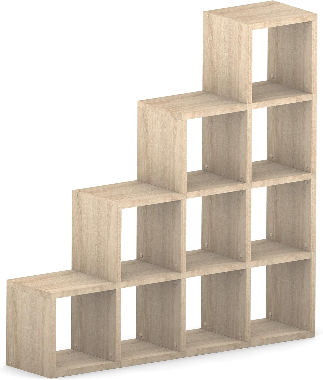 MasterShelf Interlocking Storage Cube Shelves Modular 4 Step Oak