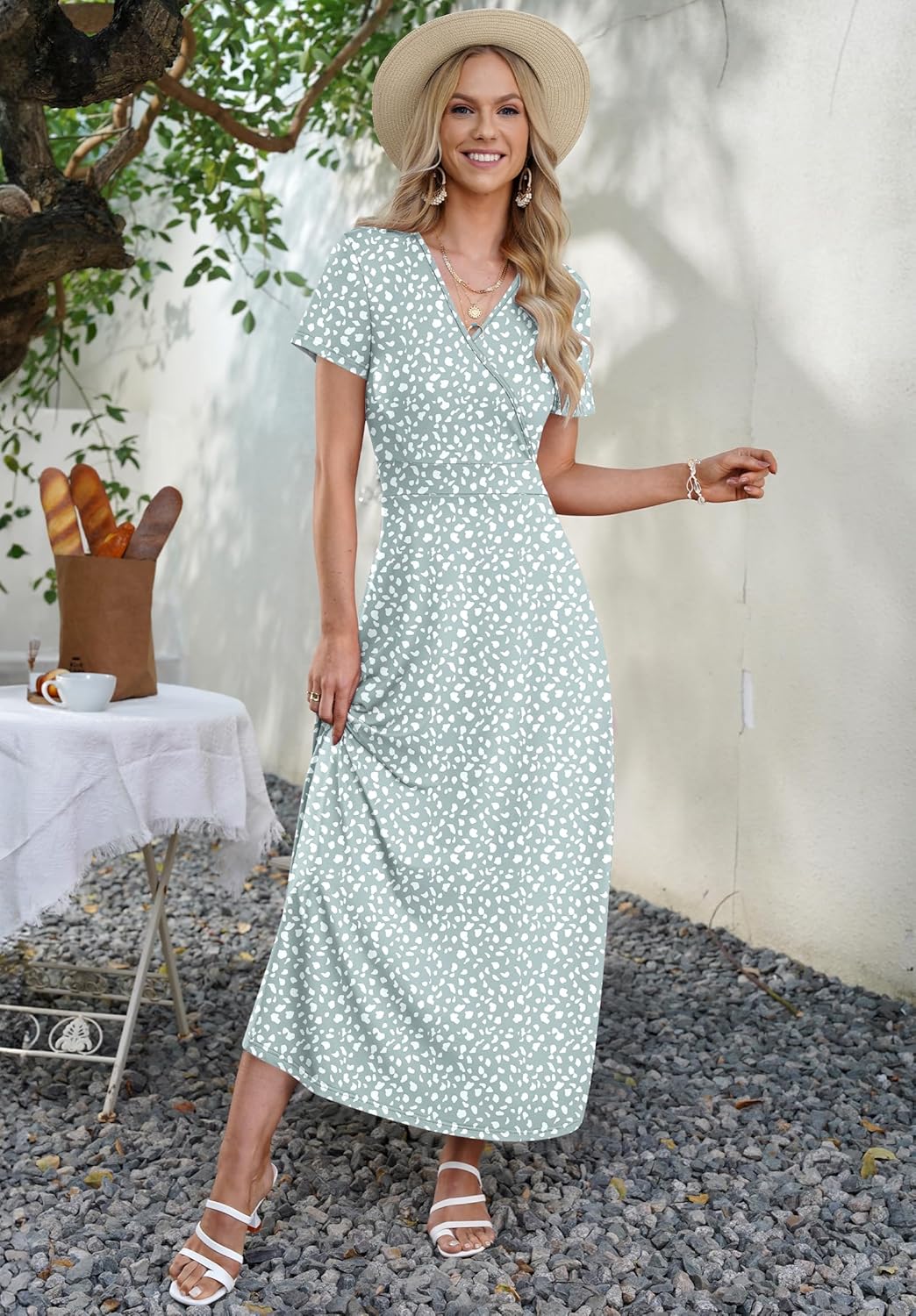 AUSELILY Maxi Dresses for Women Ankle Length Floral Print Beach Long Flowy Dress with Pockets - Image 4