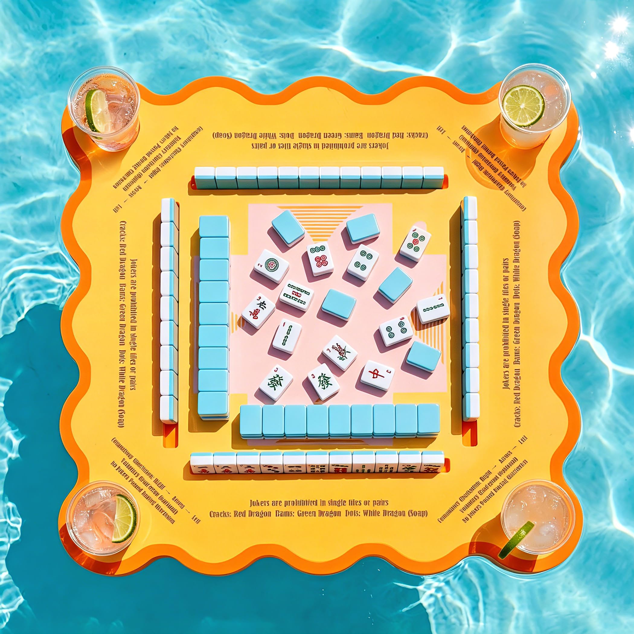 Photo 1 of * SCRATCHED* Kexaiq Floating Mahjong Table for Pool, Double Sided Floating Game Table with Cup Holders, for Mahjong Poker Card Games, Floating Mahjong Board for Hot Tub Lake Beach, Adults Summer Party (Orange)