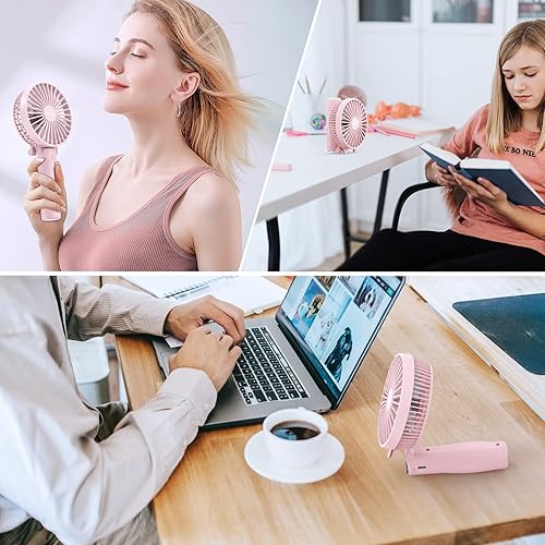 Miniatura 7 de FARADAY Ventilador de mano portátil de 4800 mAh, potentes ventiladores personales pequeños, recargable con pilas, ventilador de mesa USB de