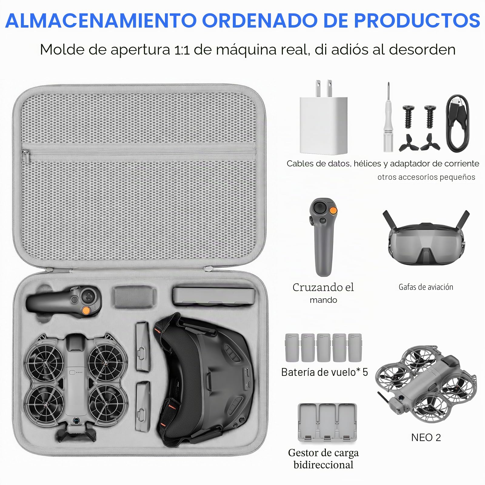 Bolsa para dji Neo 2 Motion Fly More Combo Case, Funda para Goggles N3 y RC Motion 3 Accesorios, Bolsa de Transporte para Batería, para Dron