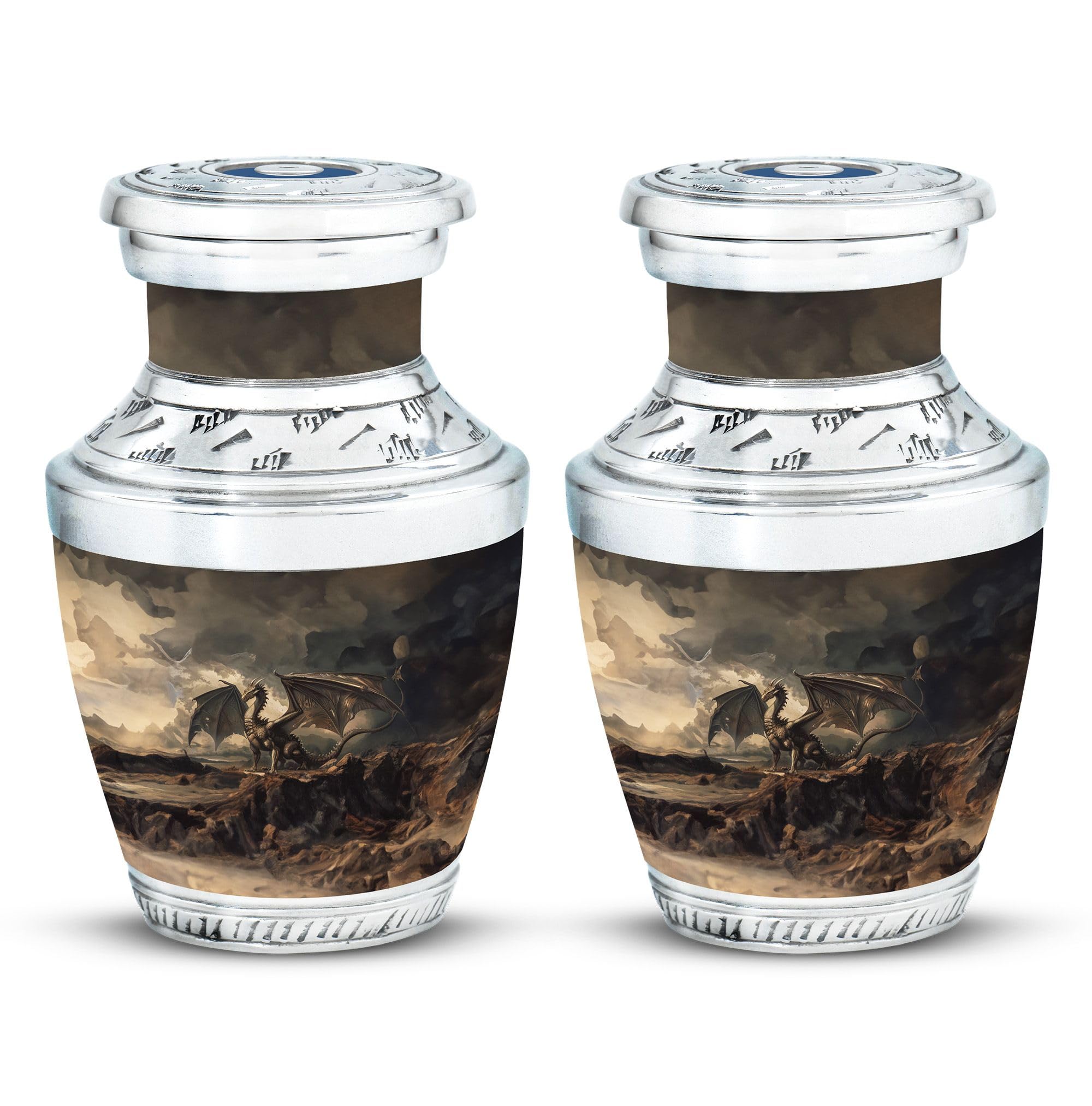 YATHABHISA Dragon Urn, Small Urn for Human Ashes - Funeral Decorative Urns - Adult Male & Female - Pack of 2 - Burial Urns - Memorial for Human Remains - Keepsake Mini Cremation Urns for Adults