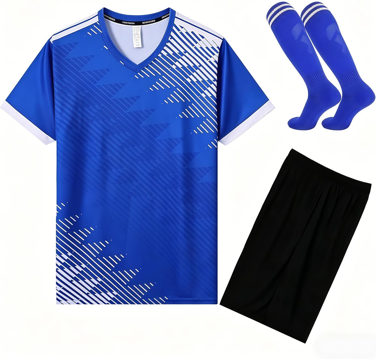 Kids Soccer Jersey with Socks Athletic Football Uniform Set Boys & Girls Quick Dry Sportswear
