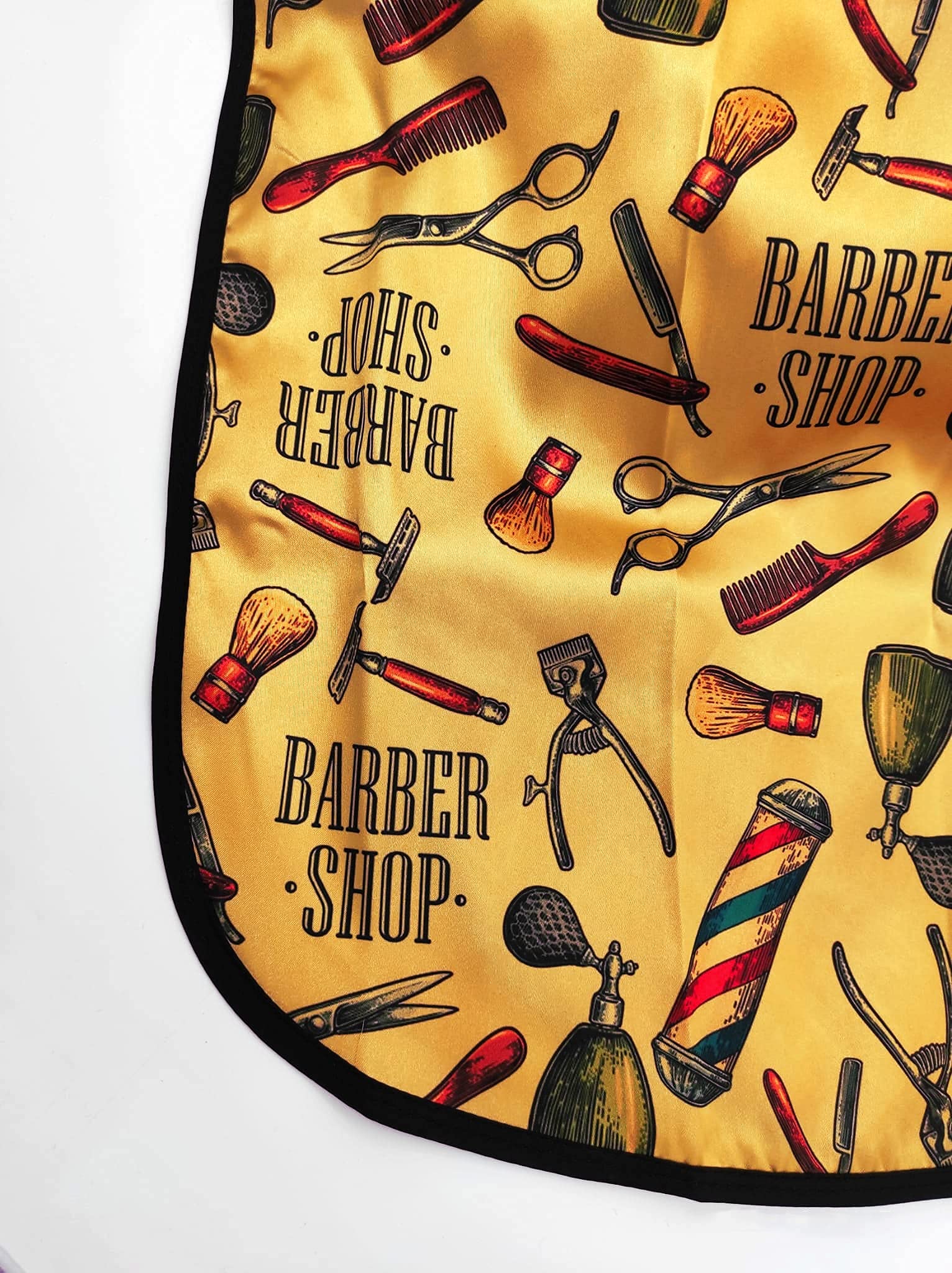 Capa de peluquería de satén dorado, original Barbermood Barber Cape, profesional de diseño de pelo para peluquería, 138 x 158 cm, ajustable, lavable., dorado
