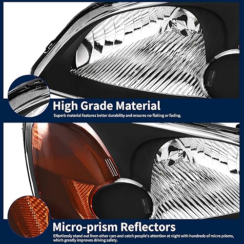 Miniatura 7 de AUTOSAVER88 Conjunto de faros delanteros compatible con Civic 2001 2002 2003 sedán de 4 puertas, carcasa cromada, reflector ámbar, lente transparente