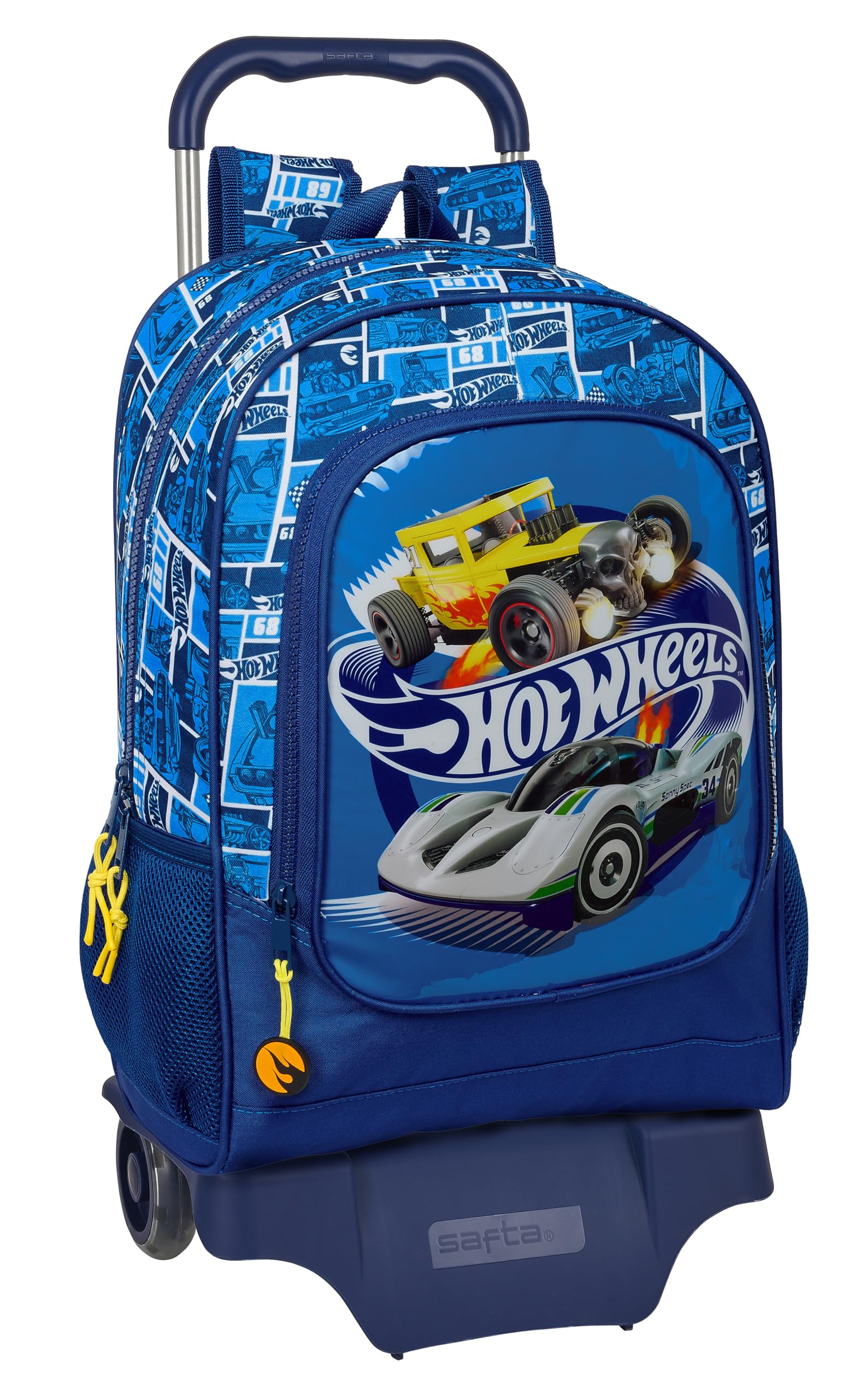 Safta Hot Wheels Sonny - Mochila Infantil, Modelo 522 con Carro 905, Ideal para Niños de Diferentes Edades, Cómoda y Versátil, Calidad y Resistencia, 32x42x14 cm, Color Azul Marino