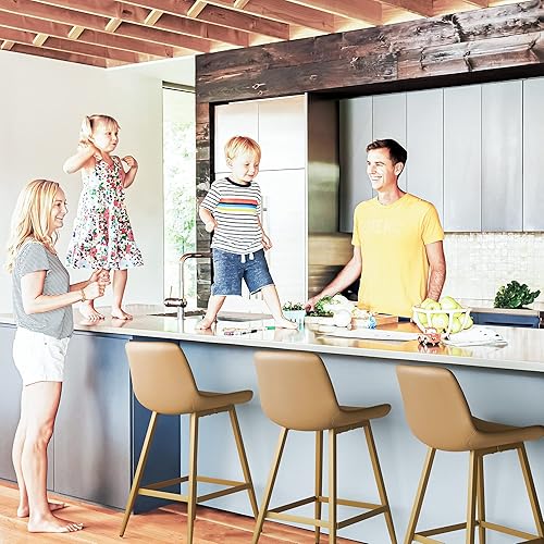 Vista 6 de Taburete de bar de 24 pulgadas, moderno taburete de bar con respaldo y reposapiés, taburetes de bar de altura de mostrador para el hogar, cocina