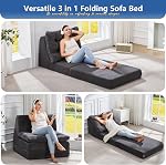 Hobestluk Sofa Couch Folding Sofa Bed Comfy Floor Lounger Convertible Sofa with Removable Cushion Couches for Small Spaces Foldable Mattress for Living Room Bedroom or Office (Cordury Grey, Large)