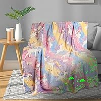 Vista 22 de TEHALK Manta de dinosaurio para niños y niñas, mantas que brillan en la oscuridad, mantas de forro polar suave para niños, manta de bebé