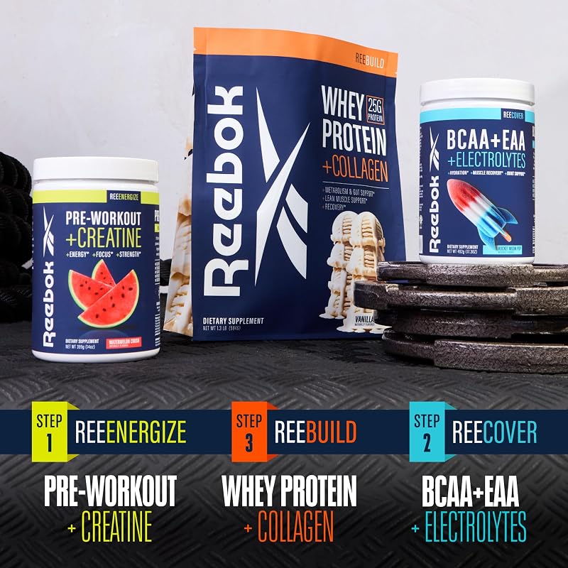 Reebok REEcover BCAA EAA Powder, Strawberry Lemonade, 550g | 8g EAAs & 5g BCAAs to support muscle recovery and hydration image 6