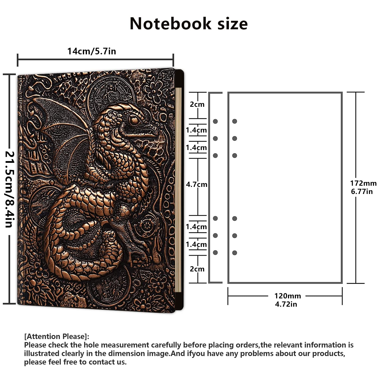 Ancient Deer Carnet de notes 3D Dragon DND unique de 400 pages en cuir vintage pour donjons et dragons, joueurs RPG, carnet de notes antique, carnet de voyage, D&D, accessoires D&D
