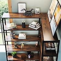 Vista 5 de Estantería de esquina y estanterías industriales de esquina Etagere estantería en forma de L 6 niveles con marco de metal para sala de estar