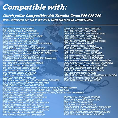 Miniatura 2 de Herramienta extractor de embrague compatible con motos de nieve Yamaha Vmax 500 600 700 1995-2002 SX ST SXV XT XTC SRX SXR, XTPTFABS