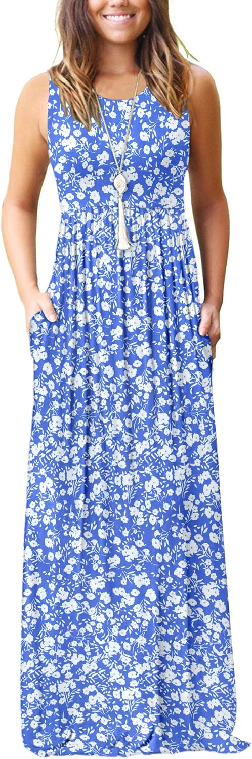 MOLERANI Women's Loose Plain Maxi Dresses Casual Long Dresses with Pockets