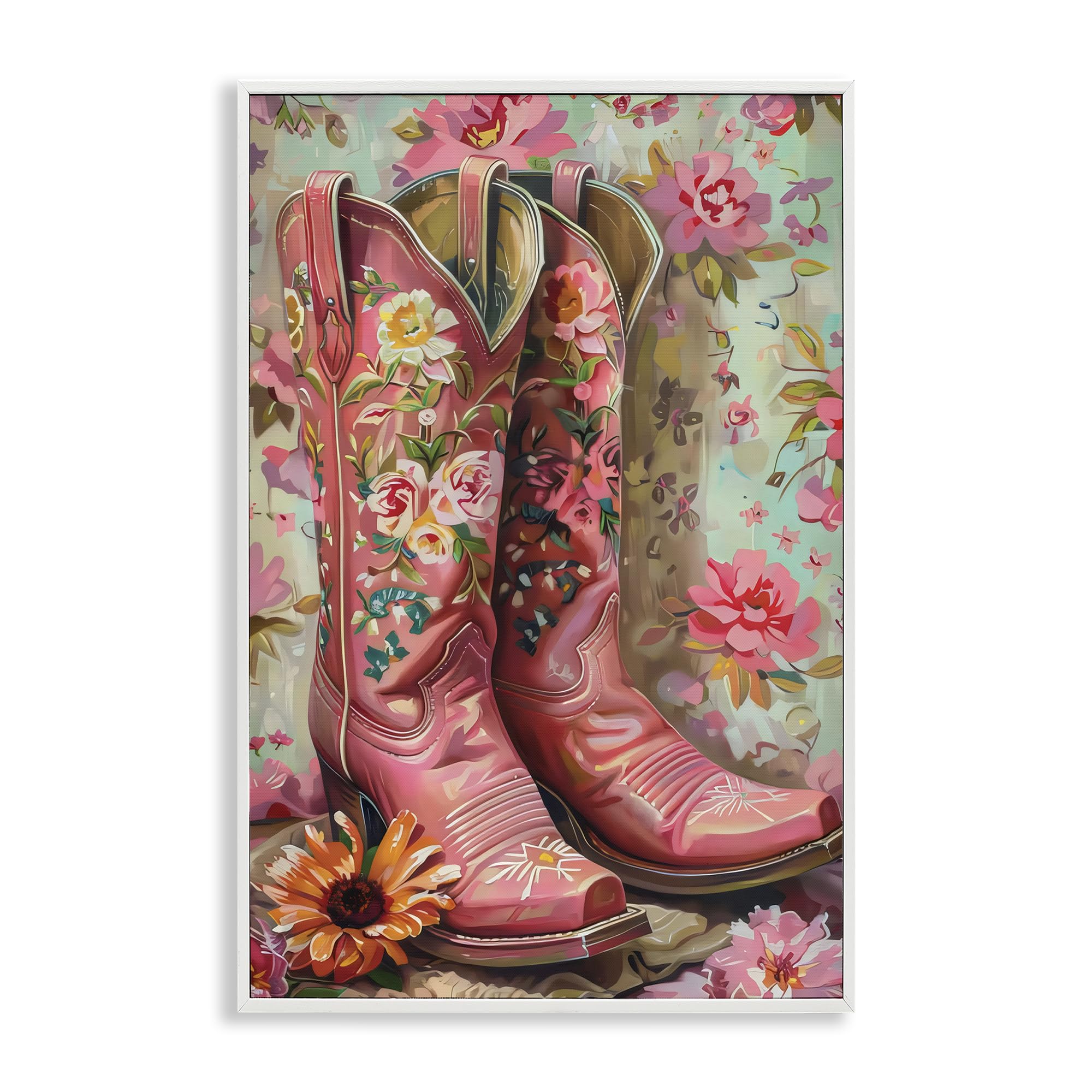 Impression Giclée Rose Boots Stupell Industries Cadre Blanc Premium 24x16