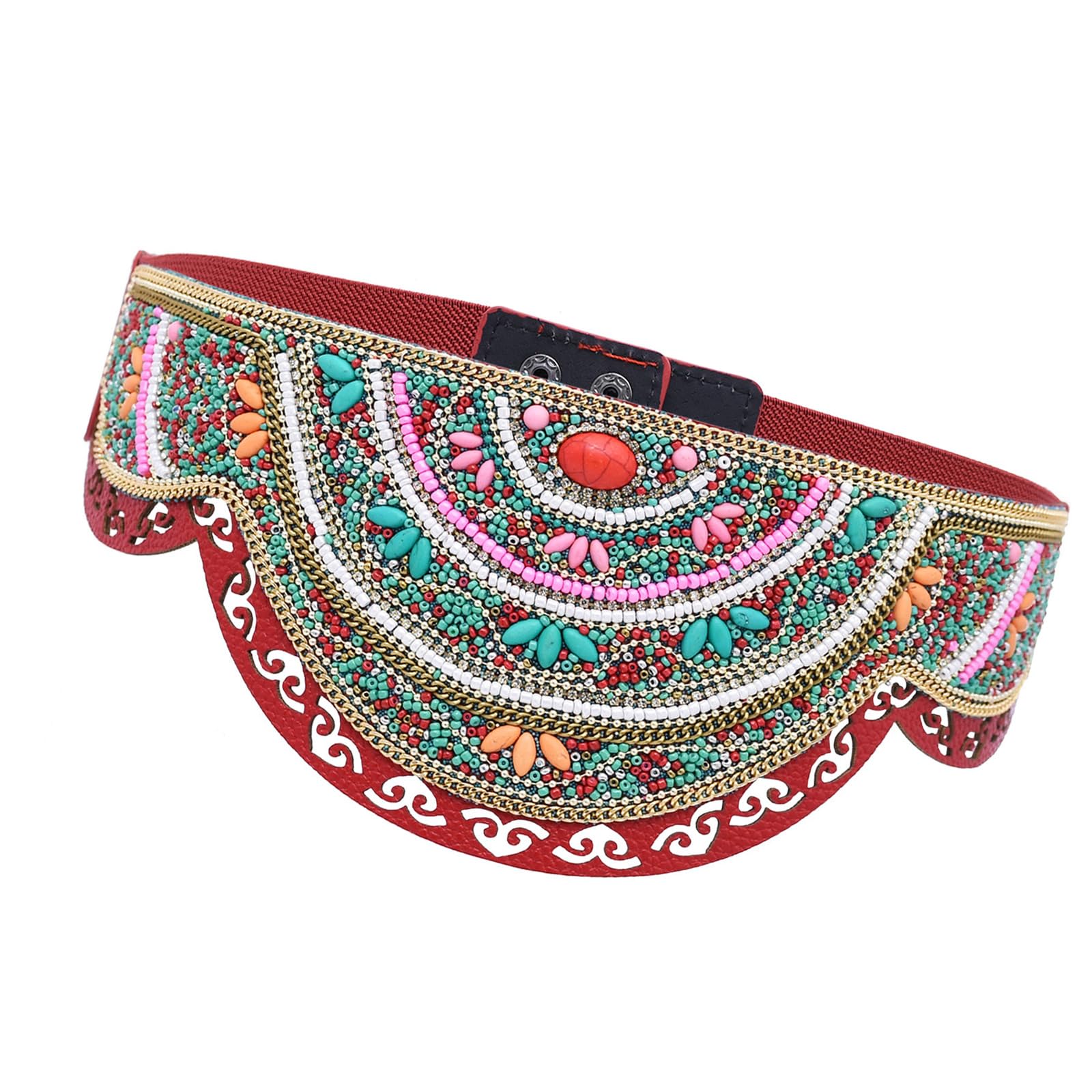 Kalttoy Women's C Multicolored Bead Waist Incher Handwoven Jewelry Adjustable Length For Beach Parties And Daily Styling Ethni Beaded Flower Waist Hain