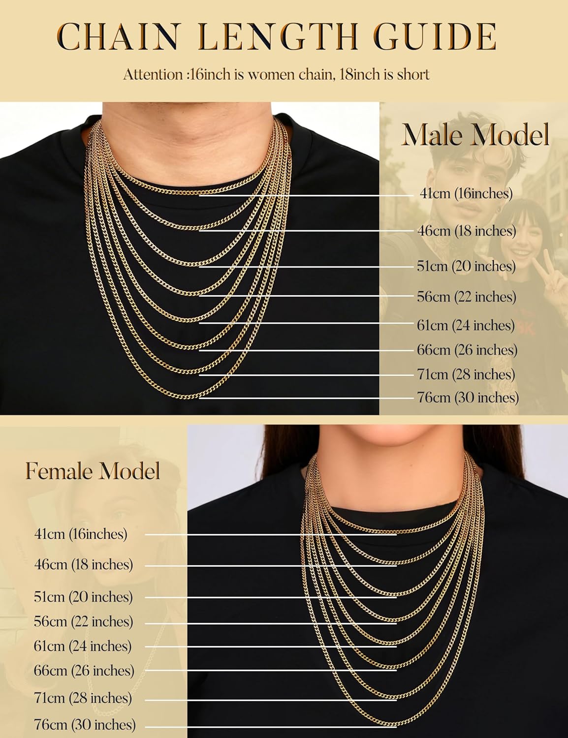 Jstyle Cuban Link Chain for Men Women 316L Stainless Steel Chain Necklace 3.5mm Non Tarnish Necklaces Black Silver Gold Tone Chains 16/18/20/22/24/26/28/30 Inch - Image 6