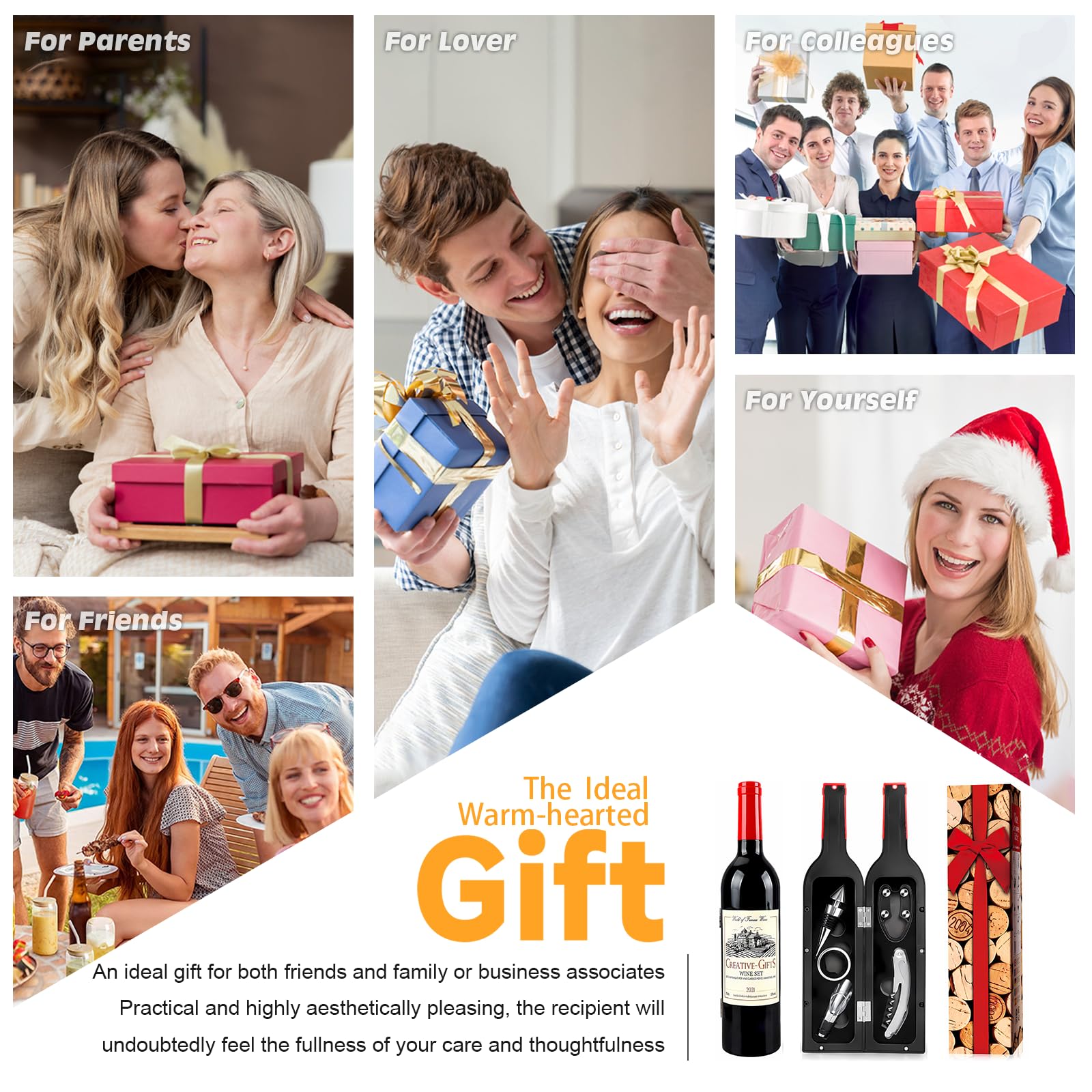 Set di Accessori da Vino a Forma di Bottiglia di Vino, Set di cavatappi, Set Regalo di Accessori per Il Vino, Set di apribottiglie, Set di Sommelier del Vino con apribottiglie (Red bottle001)