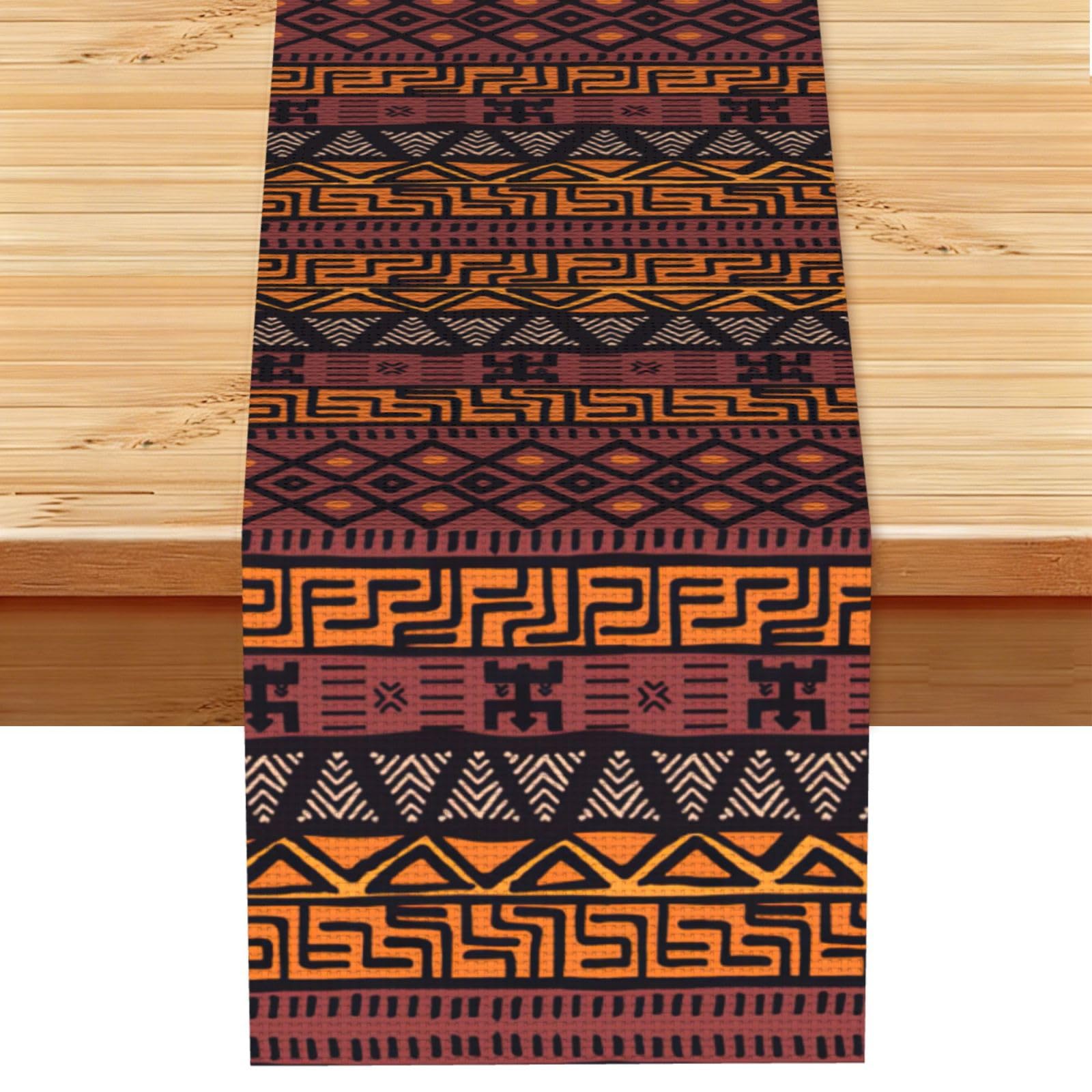 African Mud Cloth Tribal Printed Dining Table Runner 13x72 Inch, Non-Fading Decor for Kitchen Dresser Fireplace Mantel