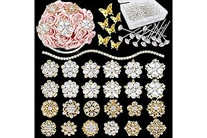 Rhinestone Brooches Crystal Brooch Pins, Bridal Brooch Set Featuring Pearl and Crystal Wedding Bouquet Kit