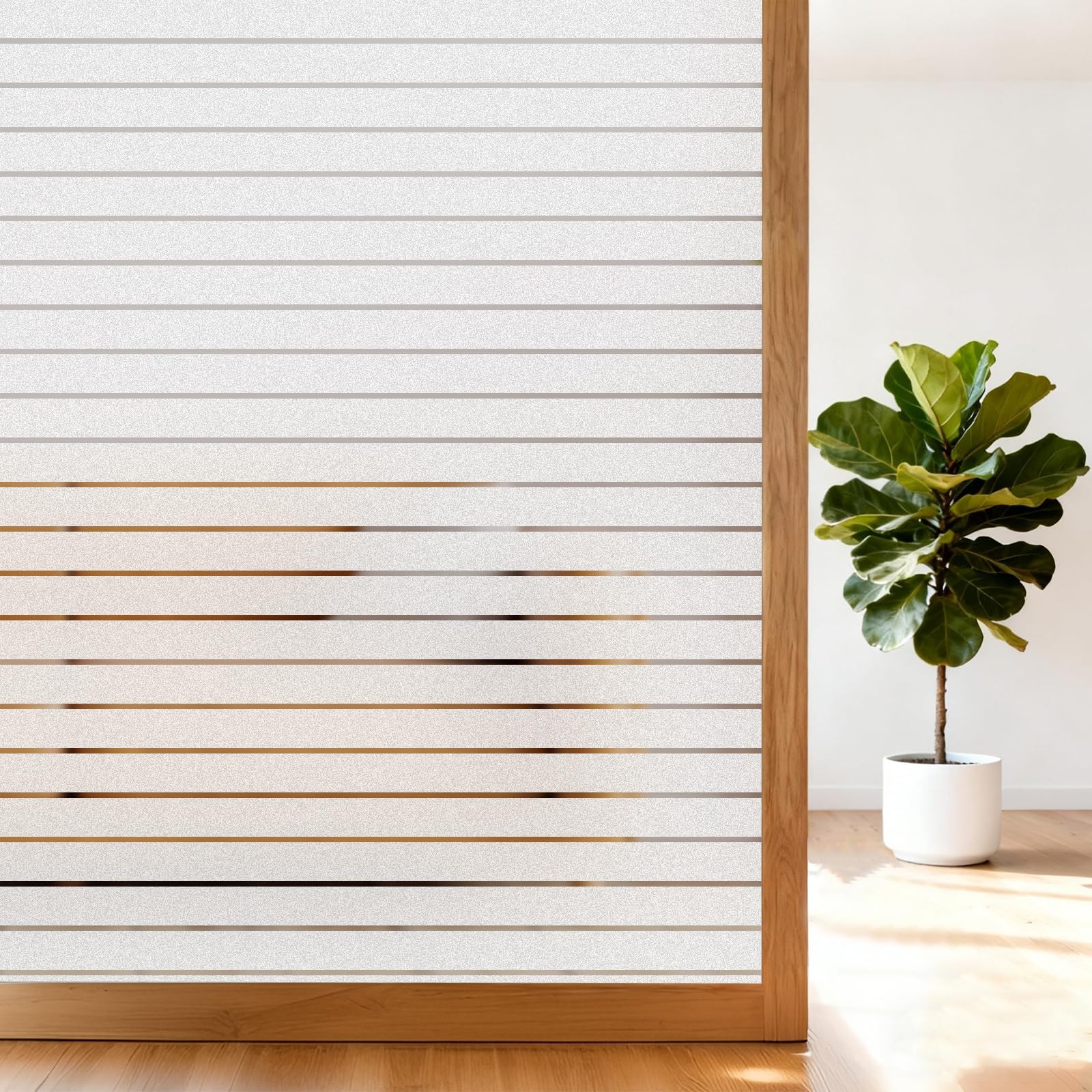shinfly Fensterfolie Streifen  60 x 120 cm -Fensterfolie Blickdicht,Milchglasfolie selbstklebend, statisch haftend, Anti‑UV, Sichtschutz und Privatsphäre, für Fenster in Zuhause und Büro