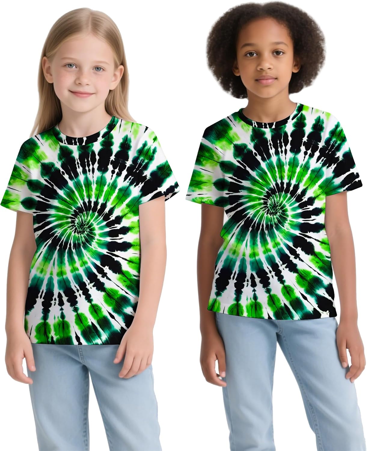 Kids Tie Dye Shirt 4-16 Years Boys Girls Hippies Senior Short Sleeve Colorful Tees T Shirts - Image 4