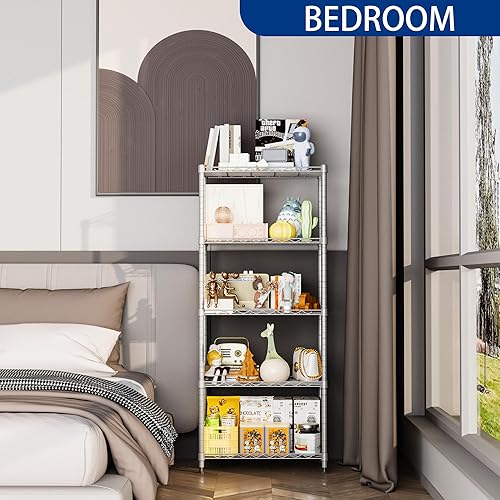 Miniatura 4 de REGILLER - Estante ajustable de metal de 5 alambres para almacenamiento, para lavandería, baño, cocina, despensa, armario, plateado, 21.2 x 11.8 x