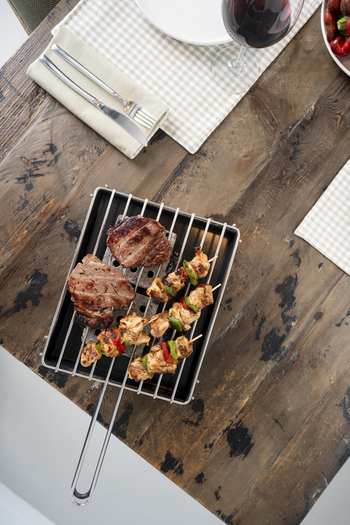 Sauvic Barbecue da Tavolo Inossidabile 25x20 cm con cassetto
