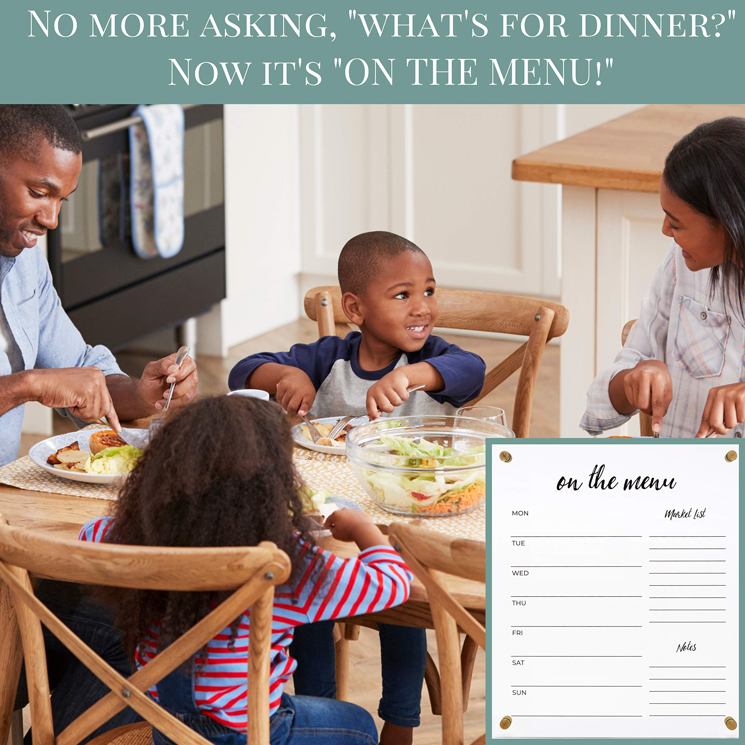 Acrylic Menu Board for Kitchen Dry Erase Weekly Meal Planner and