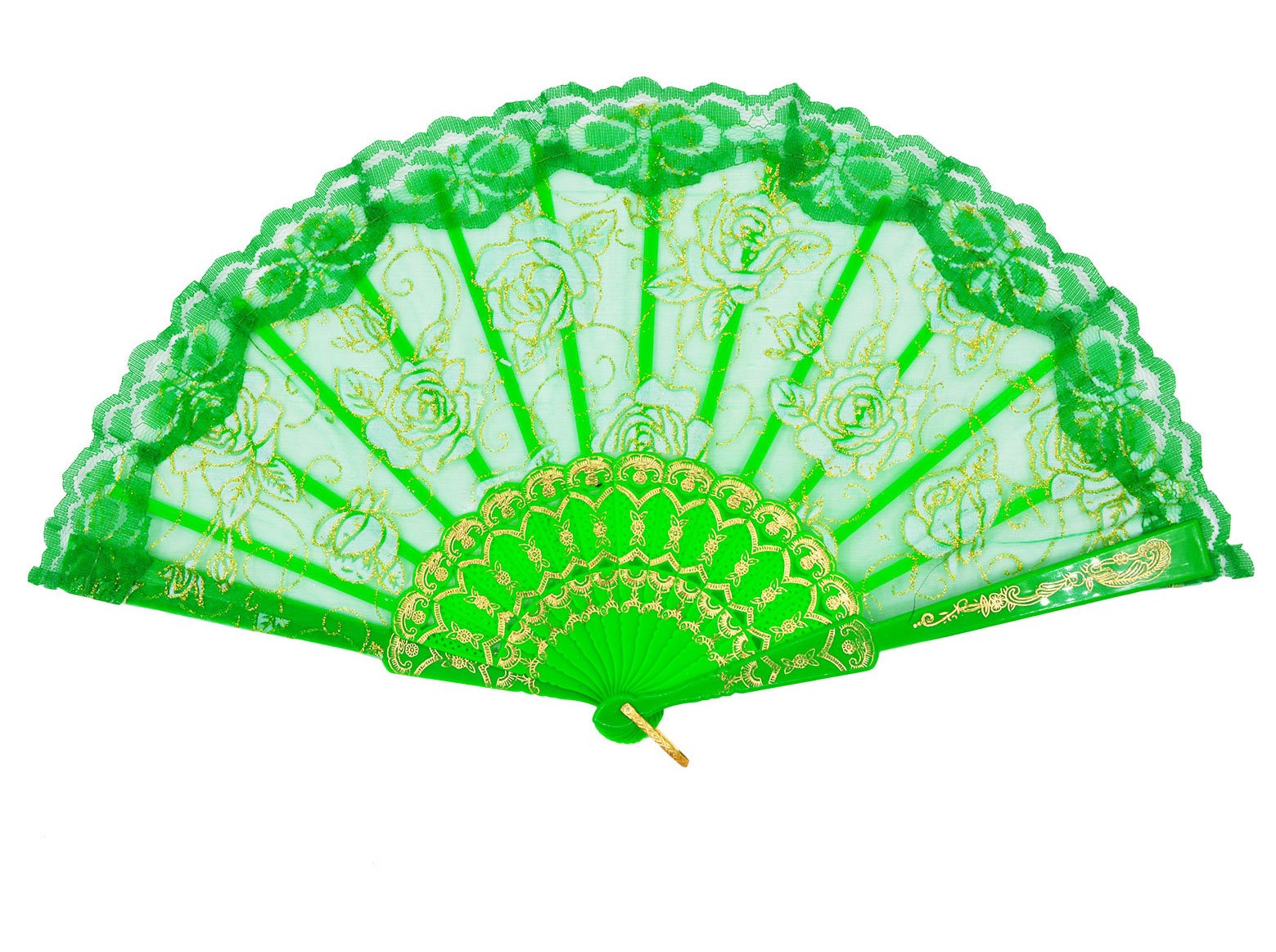 Amajiji Folding Hand Fans,Fashion Elegant Flower Rose Lace Chinese/Japanese Folding Fan (Green)