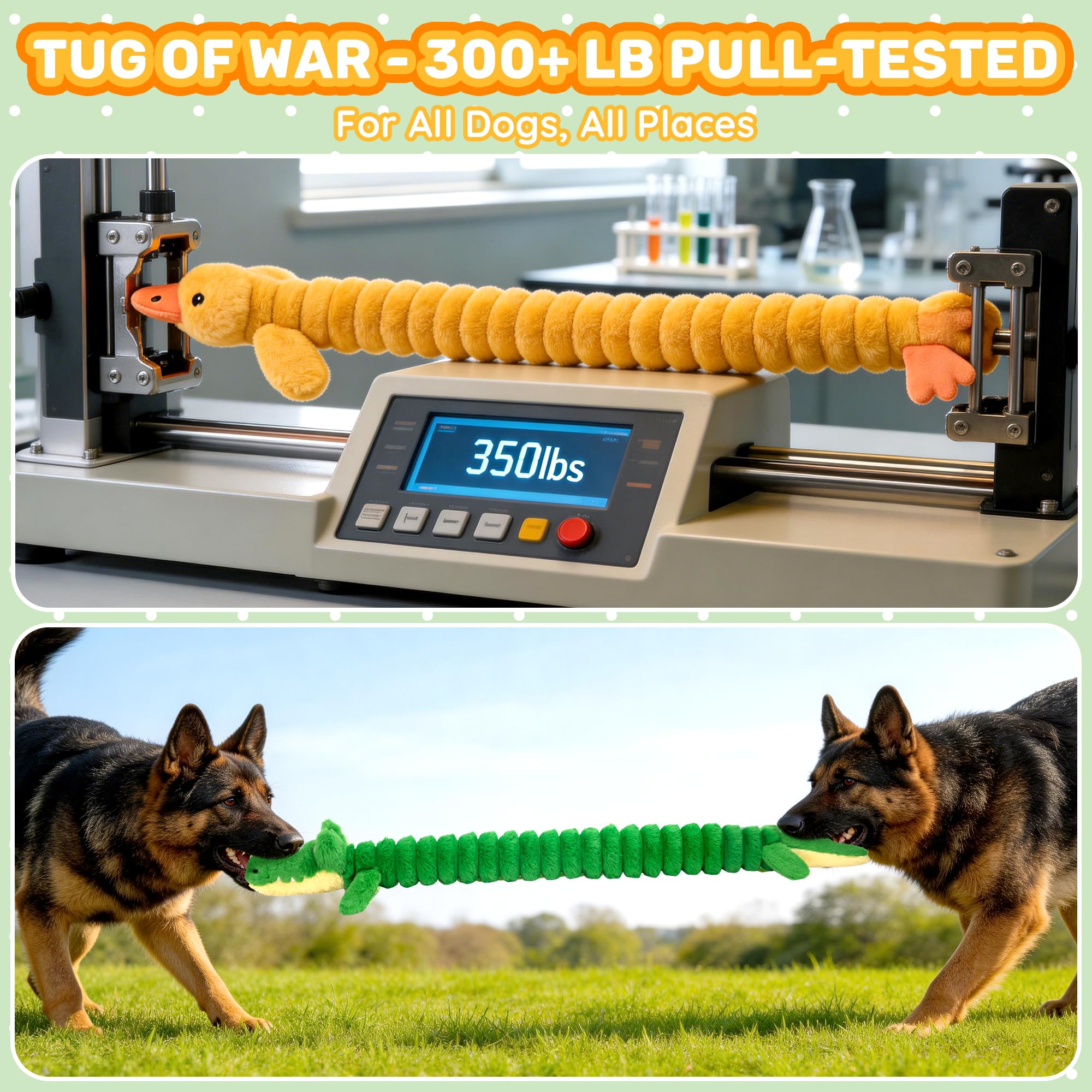 LECHONG Lot de 2 jouets couineurs extra longs de 102 cm pour chien, jouets en peluche à mâcher avec double couinement pour mâcheurs agressifs de petite, moyenne et grande taille, jouets interactifs