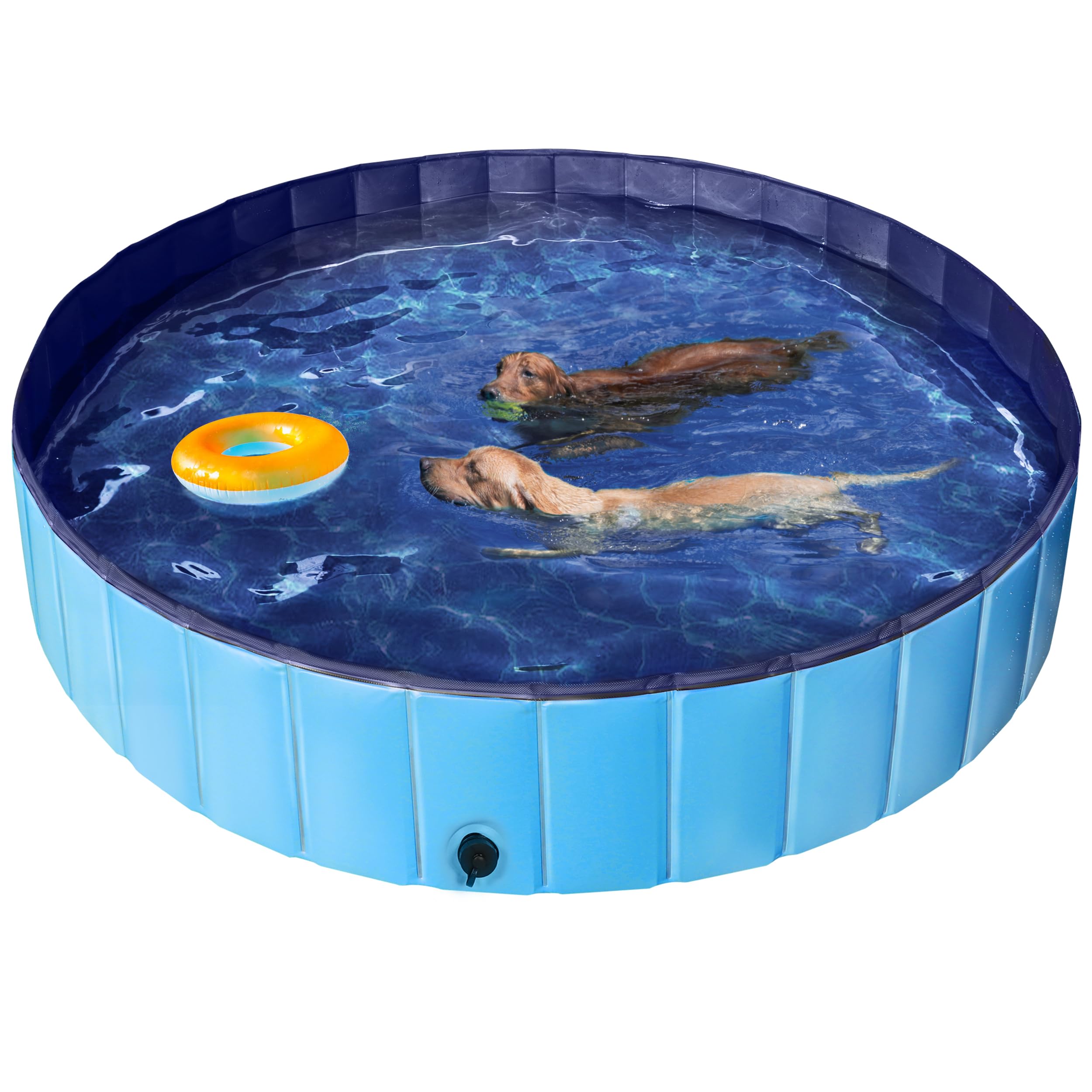 Yaheetech Piscina per Cani Gatti Pieghevole, Vasca da Bagno in PVC, Piscinetta per Animali Domestici, Rigida Portatile Antiscivolo all'Aperto Interno Giardino Blu XXXL 180 x 30 cm