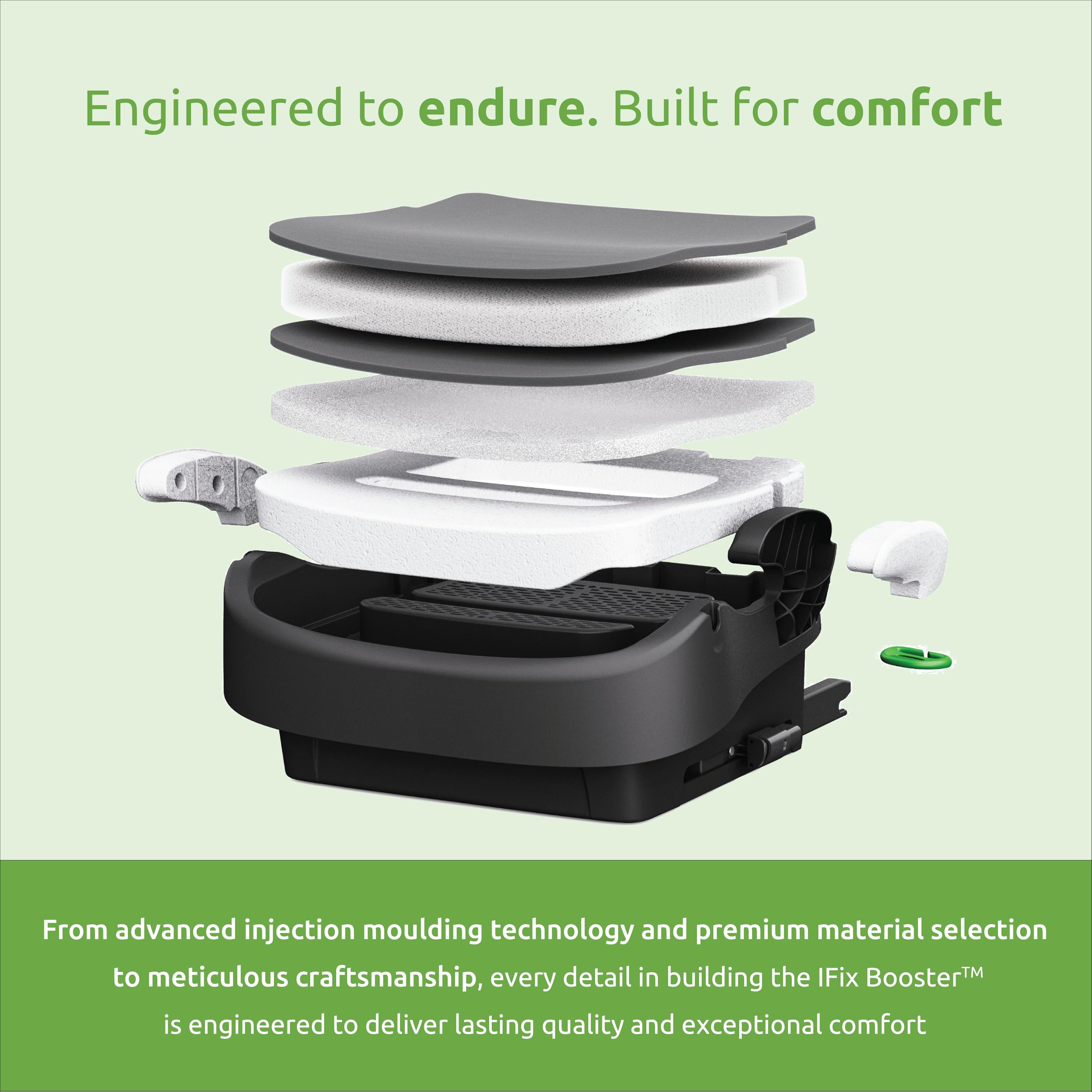 Littlesgo IFix Booster Seat, i-Size ISOFIX Car Seat, for Child from 125-150cm (3-12 Years, Group 2/3), Portable, Triple Foam Layers for Comfortable Travel, ECE R129, Darkgrey - Black, 1 Pack - 4