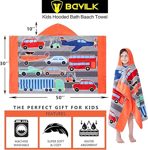 Miniatura 3 de Toalla de baño con capucha para niños y niñas, cubierta de piscina, súper absorbente, lindo animal de dibujos animados, vitalidad completa (varios