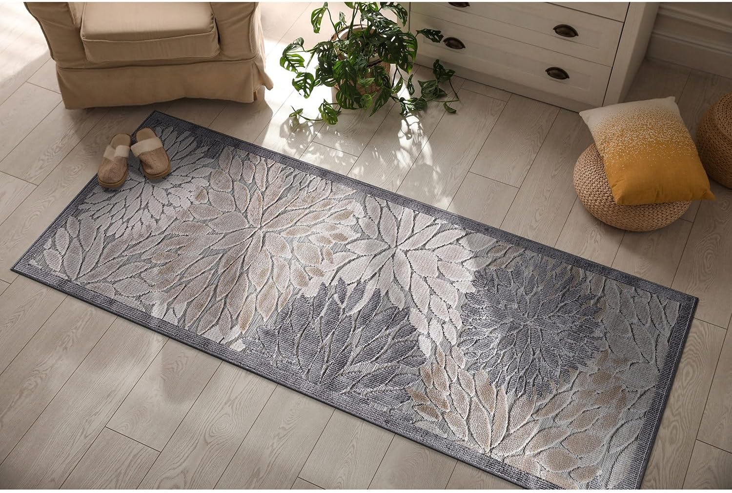 CAMILSON Runner Outdoor Rugs Oriental Retro Traditional Floral Medallion Area Rug 2x7 Non-Shedding Stain Resistant Indoor Carpet for Bathroom Hallway Kitchen Office (2 x 7 / Beige) 3001 Beige 2' x 7' (Rectangular)