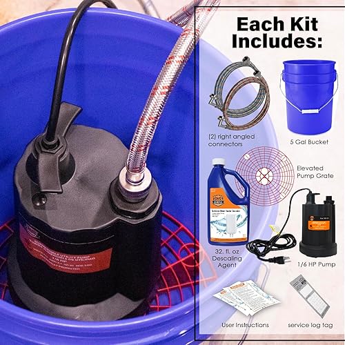 Miniatura 6 de Chromex Kit de descarga de calentador de agua sin tanque con solución de descalcificación líquida certificada y mangueras de entrada de ángulo recto