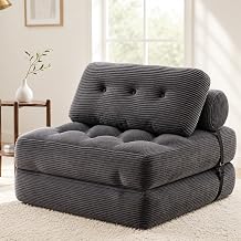 Folding Sofa Bed, Versatile 3-in-1 Single Floor Sofa Chair Bed, Soft Comfy Sleeper Chair with High-Density Foam, Portable Fold Out Beds Lounge for Small Spaces Living Room Bedroom, Grey