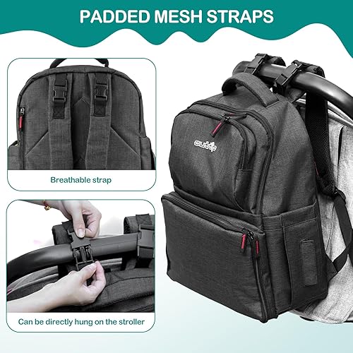 Miniatura 5 de Mochila para pañales para bebé, con cambiador portátil desmontable, 15 compartimentos, bolsa multifunción, bolsas de gran capacidad para niños y