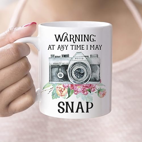 Miniatura 6 de Funny Photographer Mug – Warning I May Snap Camera Gift – Photography Coffee Cup for Photo Lovers or Hobbyists – 11oz or 15oz – White or Black Handle