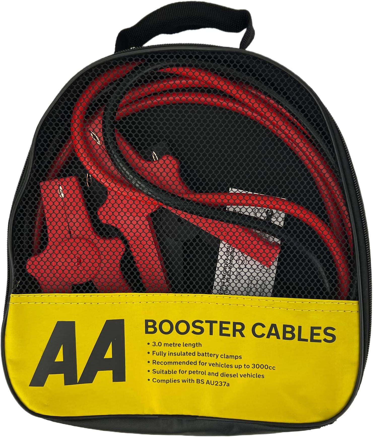 Insulated Booster Cables/Jump Leads AA4550 - For Petrol/Diesel Engines Up to 3000cc, 3 m Cable, Storage Bag
