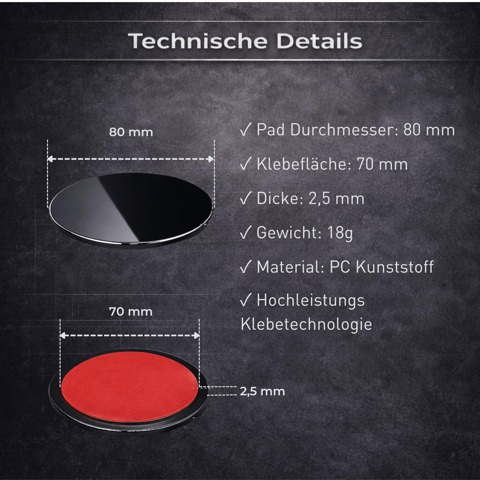 Bustlwor Klebe-Montagescheibe – 5 Stück, Universal Für Saugnapf-Halterungen
