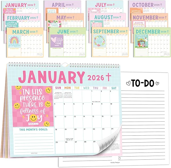 2026 Wall Calendar Large - Spiral Wall Calendars 2026-2027, 18 Months Calendar from January 2026 to June 2027, Hanging Calendars for Home, Office, Classroom, Christian Monthly Planner