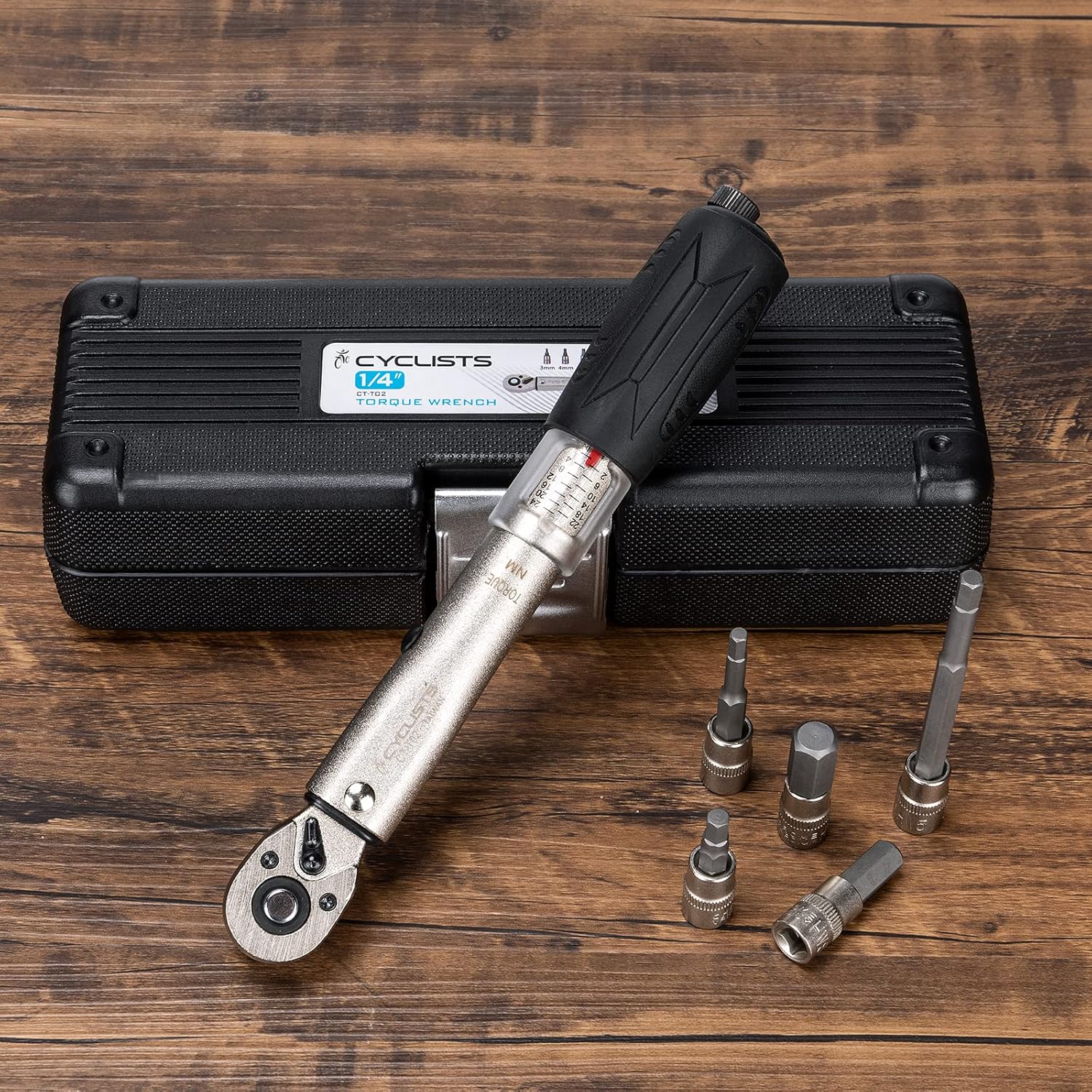 cyclists 1/4 Inch Drive Click Torque Wrench Set –2 to 24Nm – Bicycle Maintenance Kit for Road & Mountain Bikes - Includes Allen & Torx Sockets, 4mm 5mm Extension Bar