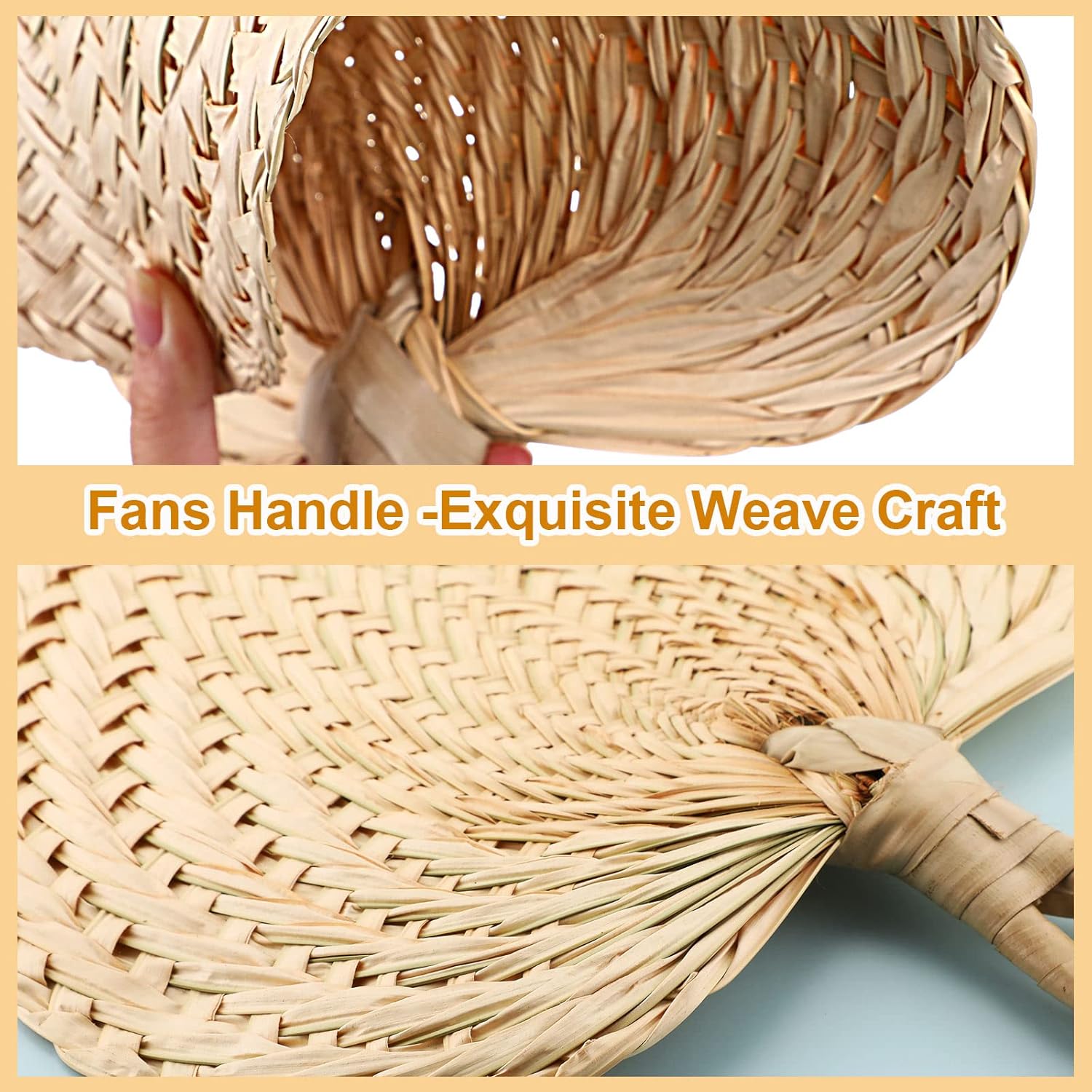 Chunful 15 Pieces Raffia Hand Fan Wedding Woven Fans Natural Palm Leaf Manual Handheld Fan Bulk for Wedding Summer Cooling Supplies Farmhouse Wall Decor Party Favors