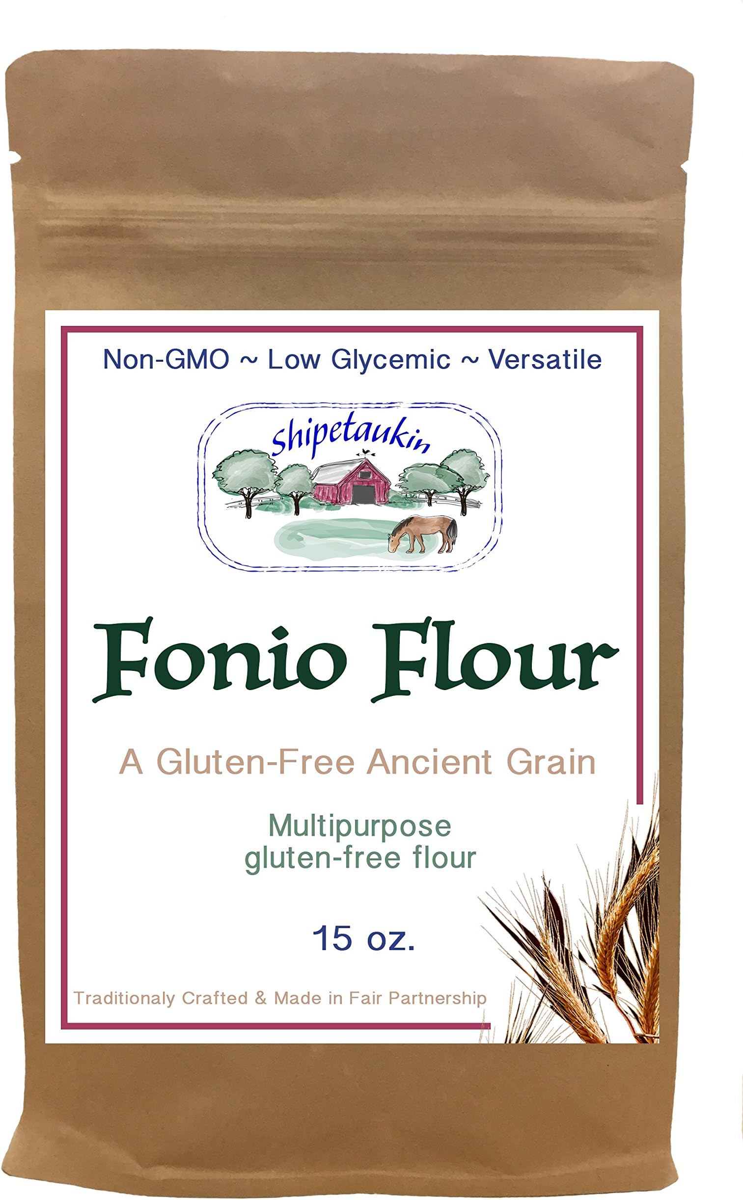 Shipetaukin Gluten Free Lectin Free Fonio Ancient African Whole Grain Supergrain Multipurpose Flour (15 Ounces)